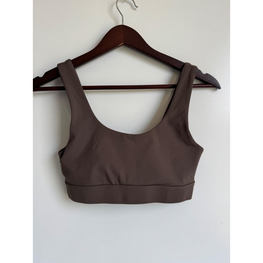 Ptula Womens Small Brown Scoop Neck Sports Bra Activewear Yoga Gym Top